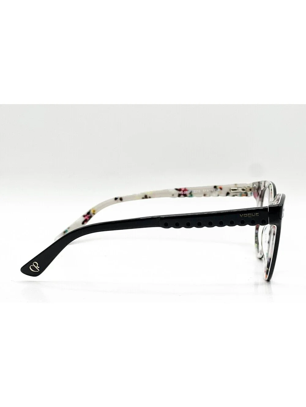 Vogue VO 2887 2210 Top Black Flowers Cat Eye Authentic Eyeglass Frames 51-19